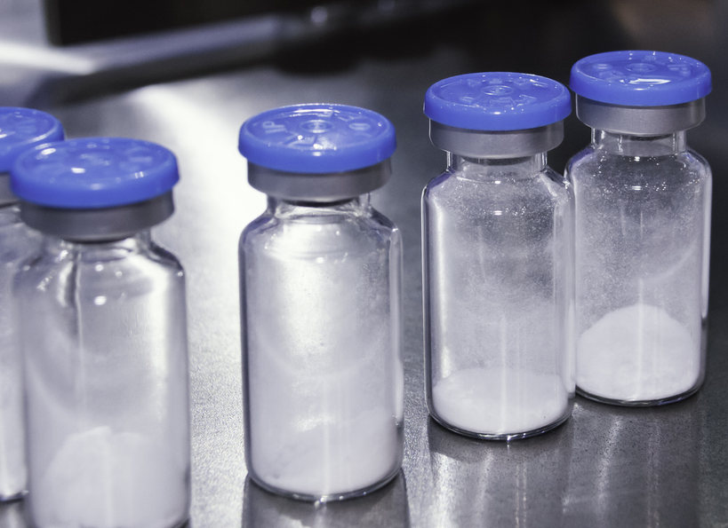 powdered product in vials